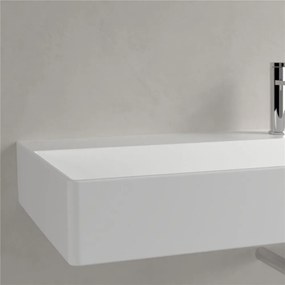 VILLEROY &amp; BOCH Memento 2.0 závesné umývadlo s otvorom, s prepadom, 1200 x 470 mm, Stone White, s povrchom CeramicPlus, 4A22C5RW