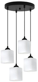Závesné svietidlo Riffle Square, 4x biele sklenené tienidlo, b, o