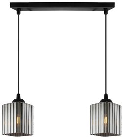 Závesné svietidlo Riffle Square, 2x grafitové sklenené tienidlo, b