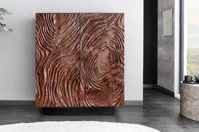 Komoda FLUID 110 cm 3D akáciové drevo tmavý orech hnedý