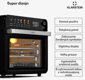Klarstein AirGlaze Digital teplovzdušná fritéza, 2200 W, 19 programov, vrátane príslušenstva, ktoré možno umývať v umývačke riadu
