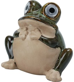Solárna záhradná dekorácia Žaba, porcelán, 11 x 6,6 x 13,5 cm