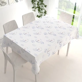 Biante Detský bavlnený obdĺžnikový obrus Sandra SA-579 Myšky medzi modrými obláčikmi 140x200 cm
