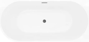 Mexen Silo, rohová voľne stojaca ryhovaná vaňa, pravá, 150 x 75 cm, biela-čierna, grafitový prepad, 52891507575P-95