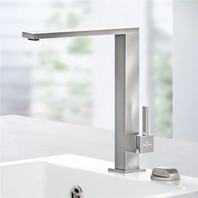 VILLEROY &amp; BOCH Finera Square páková drezová batéria, výška výtoku 251 mm, oceľ nerezová kartáčovaná, 927100LC