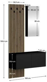 Predsieňová zostava Reboka (čierna + dub artisan). Vlastná spoľahlivá doprava až k Vám domov. 1119533