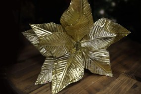 Zlatá lesklá vianočná ruža 28cm