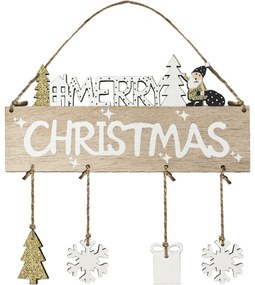 Vianočná závesná ozdoba MERRY CHRISTMAS 20 cm drevená