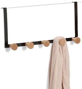 Zeller Present Háčik na dvere, 5 háčikov, čierny kov, drevo