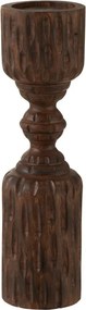 Vyrezávaný tmavo hnedý drevený svietnik Mango - Ø 10 * 37 cm
