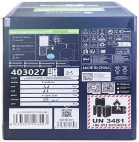 Aigostar-LED RGBW Solárny luster MESH 35W/3,7V 8000 mAh 2700K-6500K IP65 pr. 50 cm