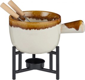 AU CHOCOLAT Čokoládové fondue, 2 vidličky – béžová