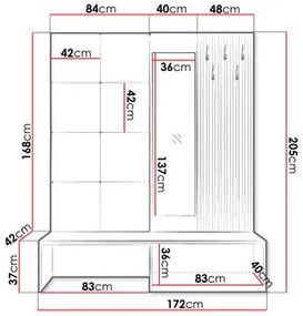 Predsieň Anrolat I (dub artisan + čierna + ružová) (so zrkadlom). Vlastná spoľahlivá doprava až k Vám domov. 1104700