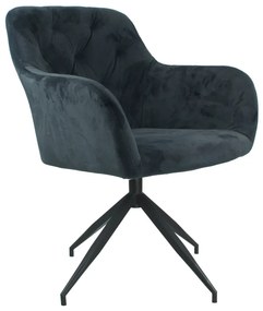 Otočná stolička, tmavosivá Velvet látka/čierna, VELEZA NEW