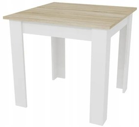 Jedálenský štvorcový stôl dub sonoma / biely so štyrmi stoličkami MARK sivé / hnedé