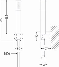 Mexen príslušenstvo - podomietkový 1-bodový ručný sprchový set R-70, grafit, 785705051-66