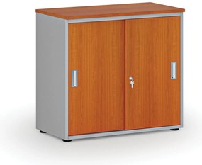 Kancelárska skriňa so zasúvacími dverami PRIMO GRAY, 800 x 420 x 740 mm, sivá/čerešňa