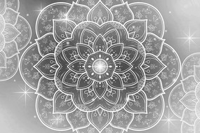 Samolepiaca tapeta čiernobiela Mandala s orientálnym nádychom