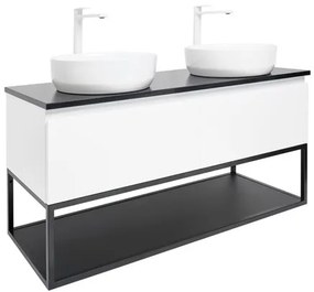 Kúpeľňová skrinka s kamennou krycou doskou SAT B-Way 119x30x45 cm biela lesk BWAY120WU2B2BF, 1 ks