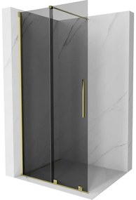 Mexen Velar, sprchová zástena s posuvnými dverami Walk-in 120 x 200 cm, 8mm šedé sklo, zlatá lesklá, 871-120-000-43-50