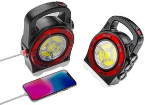 VERK Prenosné dobíjacie solárne LED svietidlo HB-6678C s funkciou powerbanky - červená