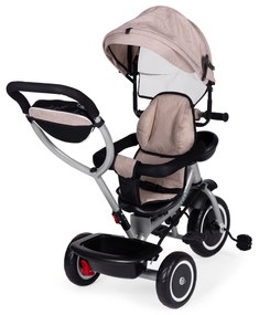 ECOTOYS Trojkolka 2v1 s otočným sedadlom + sklopná strieška - béžová