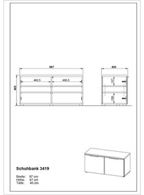 Sivá skrinka na topánky s lavicou Genova - Germania