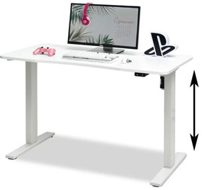 Elektrický polohovateľný písací stôl MANUEL biely carbon + biele nohy