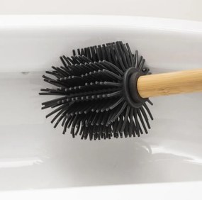 Erga Bambo, WC kefa so silikónovou hlavou a bambusovou rúčkou, 34 cm, čierna / bambus, ERG-YKA-V.WCZ BAMBO-SILKA