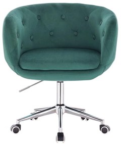 LuxuryForm DESIGN Kreslo MONTANA VELUR na striebornej podstave s kolieskami - zelené