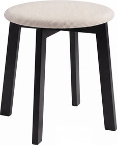 Mazzoni ZOI Svetlo béžová (tkanina Storm 04)/čierna buková podnož - OKRÚHLA ČALÚNENÁ TABURETKA DO KUCHYNE/OBÝVAČKY