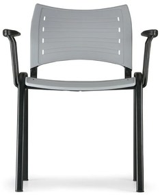 Plastová stolička SMART - chrómované nohy s podpierkami rúk, zelená