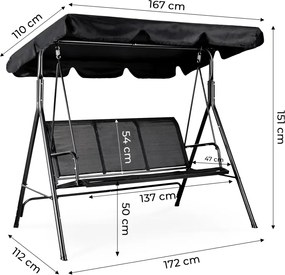 Záhradná hojdačka pre 3 osoby s nastaviteľnou strieškou