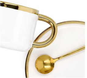 Šálka SINNES s podšálkou a lyžičkou, biela / zlatá 806563 200 ml