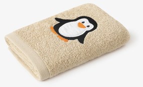 Goldea detský froté uterák - tučniak na béžovej 30 x 50 cm