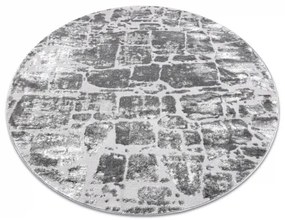 Moderný MEFE koberec okrúhly  6184 Dlažba tehla, tmavosivý