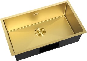 Mexen Trixo, 1-komorový nerezový drez 750 x 440 mm, brúsená zlatá, 6415751000-55