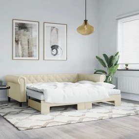 Rozkladacia denná posteľ s matracmi krémová 90x200cm umelá koža 3197729
