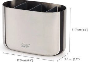 Stojan na zubné kefky z nehrdzavejúcej ocele v lesklej striebornej farbe EasyStore Luxe – Joseph Joseph