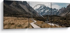 Obraz - Chodník v údolí hory Mt. Cook (s hodinami) (90x30 cm)