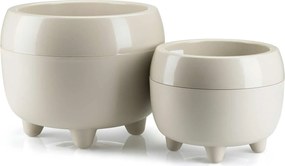PLASTOVÝ KVETINÁČ BOTANICA SADA 2KS 30X24 CM+23X18,5 CM BÉŽOVÁ