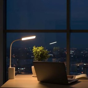 Nedis LTLR10WT - LED stmievateľná nabíjateľná dotyková stolná lampa so svorkou LED/5W/1200 mAh biela