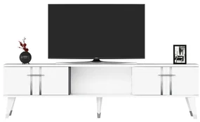 TV stolík/skrinka Pebine 2 (biela + strieborná) . Vlastná spoľahlivá doprava až k Vám domov. 1095308