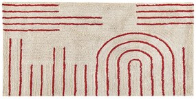 Bavlnený koberec 80 x 150 cm béžová/červená TIRUPATI Beliani
