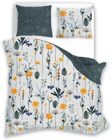 Bavlněné saténové povlečení Elegant 013 160x200 + 2x 70x80 šedé/tyrkysové