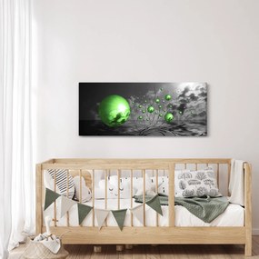 Obraz zelených abstraktných gulí (120x50 cm)