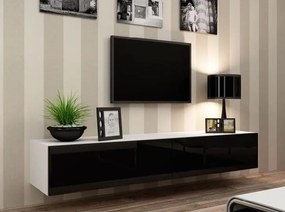 Moderný TV stolík Igore 140, bílá/černý lesk