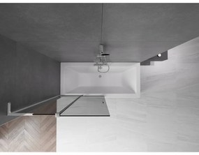 Mexen Velar L, 2-krídlová posuvná vaňová zástena 100 x 150 cm, 8mm šedé sklo, chrómový profil, 896-100-003-41-01