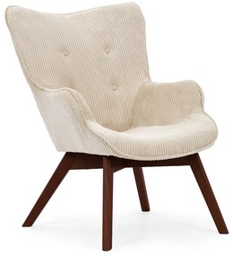 Béžové menčestrové kreslo s podnožkou Niko – Ropez