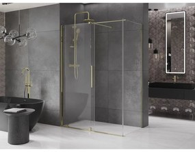 Mexen Velar, sprchový kút s posuvnými dverami 160(dvere) x 70(stena) cm, 8mm číre sklo, zlatá lesklá, 871-160-070-01-50